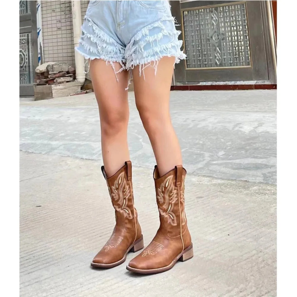 Maillard Style Mic-calf Western Boots